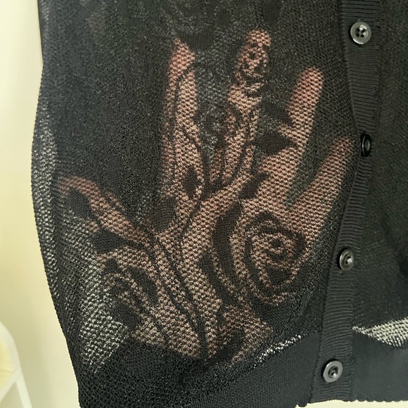 Torrid Pointelle Lace Button Front Crop Cardigan - Picture 4 of 10